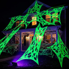 1360 Sqft Glow in the Dark Stretchy Spider Web Halloween Decoration