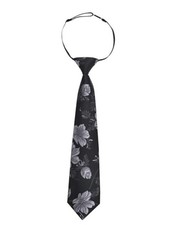Boys 13inches Length Flower Pattern Neckties 065-black gray
