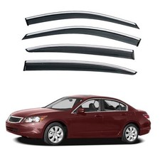 4pcs Smoke Tint with Chrome Trim Outside Mount Tape On/Clip On Style PVC Sun