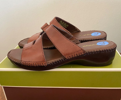 Naturalizer Leather Slide Sandals Wiser 13810209 Coffeebean Womens Size 7.5 M