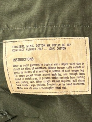 Guerra de Vietnam Ejército de Estados Unidos OG 107 Combate Tropical Botón Mosca Pequeño Reg Pantalones 30x31 - Imagen 6 de 7