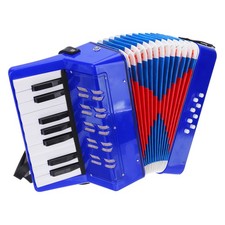 Accordion, 17 Keys 8 Bass Button Accordion Toy Mini Musical Instrument Dark Blue