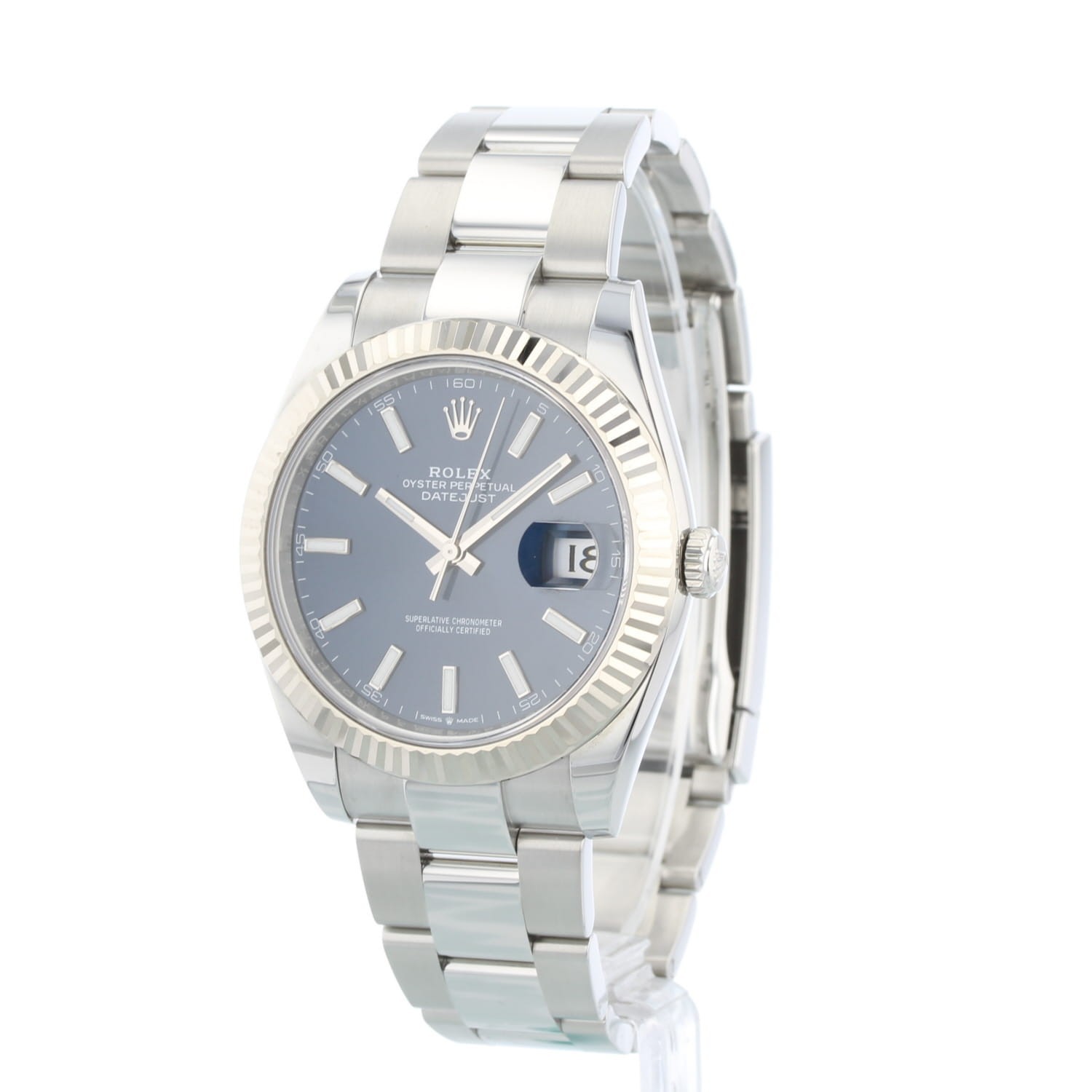 Rolex Datejust 41 126334 Blue Baton Dial Steel Oyster Fluted 2024 Box & Papers image 3