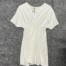 Tu By Catu Dress Women M White Zipper Short Sleeve Party Work Light Academia