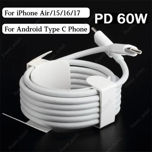 Lot PD 60W USB C to USB C Fast Charger Cord For i Phone Air 17 16 15 Pro Samsung
