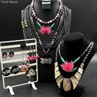 Vintage Costume Jewelry Lot 11 Tropical Floral Mother of Pearl MOP Beaded Retro