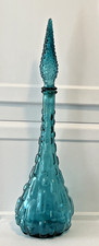 MCM Retro Empoli 22   Blue Bubbles Genie Bottle Decanter with Stopper