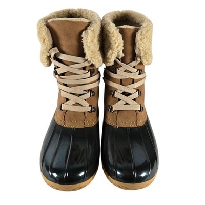Dolce Vita Ulito Sherpa Lined Chunky Waterproof Rain Boots Brown/Black Size 10