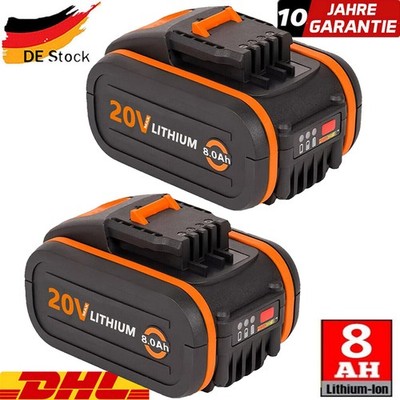 1-2Akku für Worx 20 V MAX 8,0Ah Akku WA3551.1, WA3572, WA3553, WX390, WX176