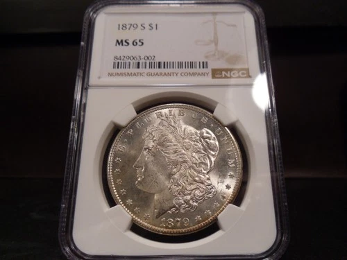 1879-S MS65 Morgan Silver Dollar NGC Certified Gem - White/Faint Gold Hue