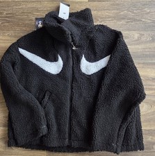 NWT Nike NSW Swoosh Sherpa Fleece Zip Jacket Black Womens Size Medium DD5620-010