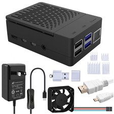 Case with PWM Fan for Raspberry Pi 4, 18W 5V 3.6A USB-C Power Supply for Rasp...