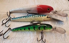 (3) Vintage Mann's Rapala Deep Diving Crankbaits.