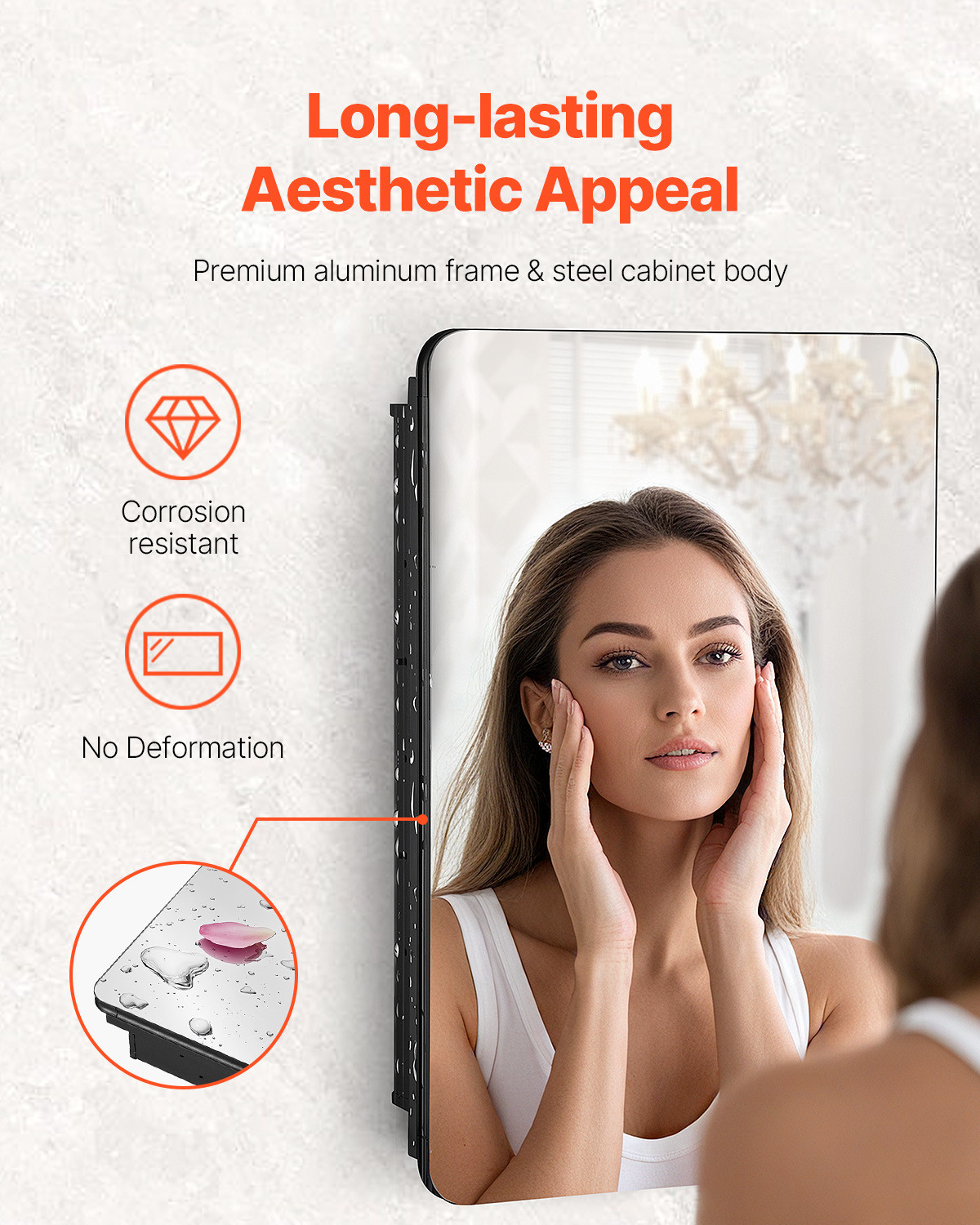 VEVOR Medicine Cabinet 16" x 24" Mirror Medicine Cabinet Adjustable Shelves