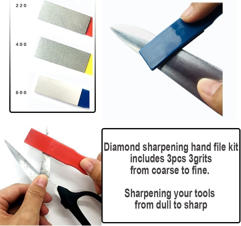 Color Coded Diamond File Set - Coarse, Medium, Fine for Precision Sharpening