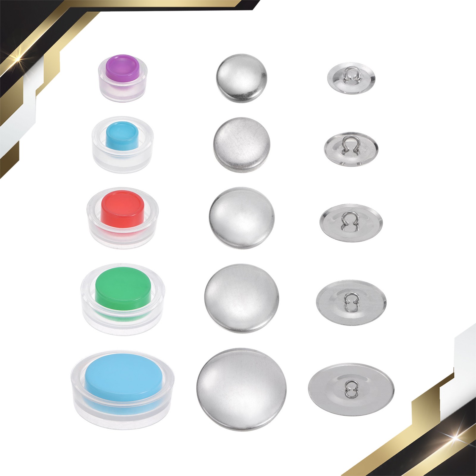 100 Set Self Cover Button Kit 5 Size Aluminum Button with 5 Tool