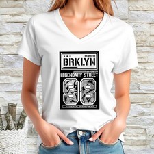 NWT BRKLYN BROOKLYN NEW YORK USA WOMEN'S V NECK SHORT SLEEVE T-SHIRT