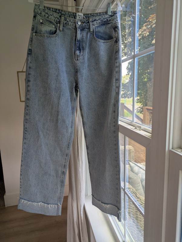 Princess Polly Ollie Jeans Size 6 Women's Straight Leg Denim Light Wash Raw Hem