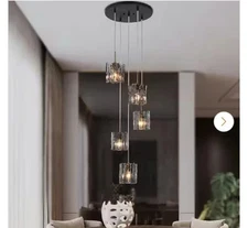 Echonalyri Modern 5-Light Black and Plating Brass Chandelier