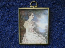 Antico ritratto in miniatura con cornice firmato.