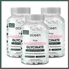 Organics Ocean Pure Magnesium Glycinate with Zinc - Strength Chelated- 90 Count