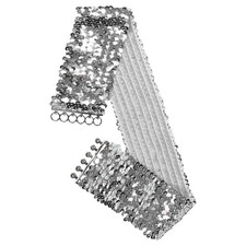 Wide Sequin Belt: Silver Elastic Waist Belt - Glitter Stretch Waistband Cinch