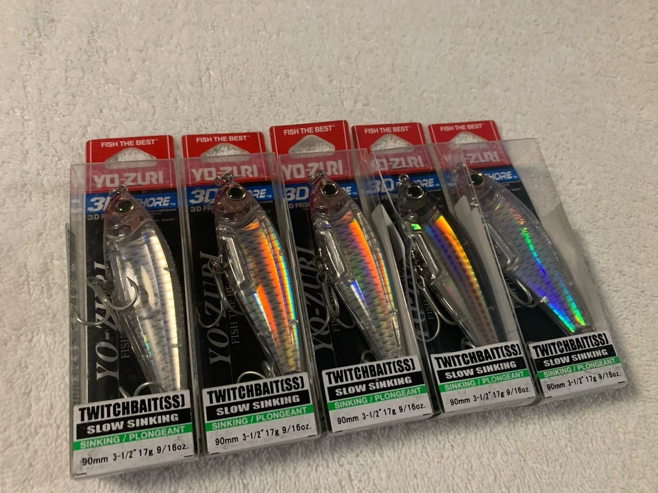 (LOTE DE 5) YO-ZURI 3D INSHORE TWITCHBAIT 90 mm 3-1/2" 9/16oz VÁRIAS CORES NOVO NA CAIXA - Imagem 2 de 3