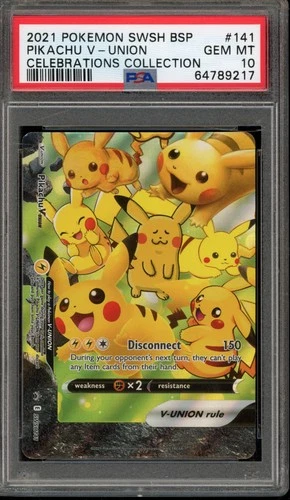 Pokemon Pikachu V-Union Celebrations Coll. Black Star Promo SWSH141 PSA 10