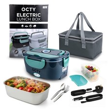 Electric Lunch Box Food Heater Heated Lunch Box for Truck and Car Drivers GREEN