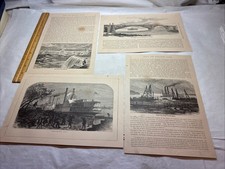 7 Original 1877 Engraving Falls St Anthony Down Mississippi River Boat St Louis