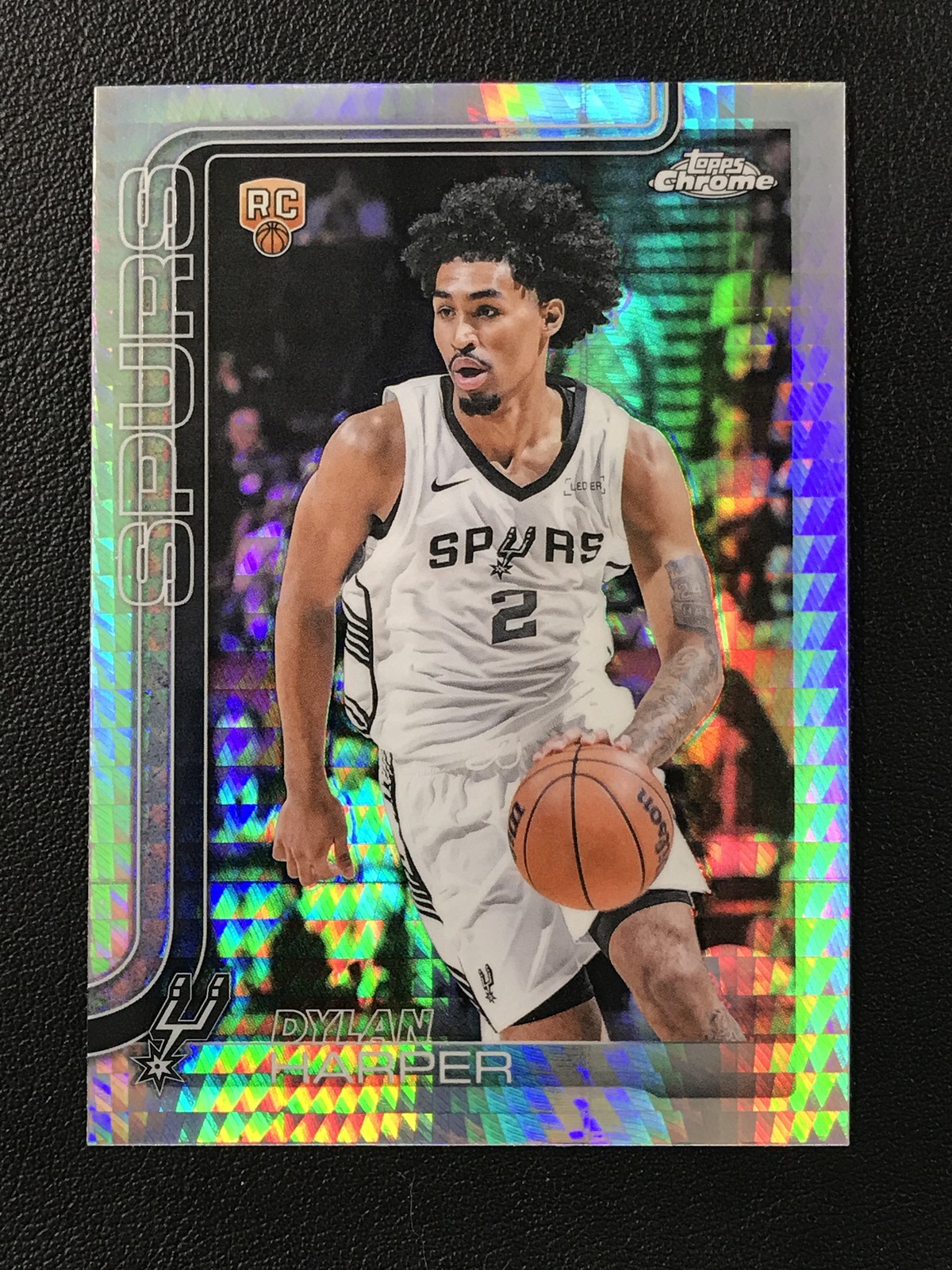 2025-26 Topps Chrome #252 Dylan Harper Prism Refractor San Antonio Spurs