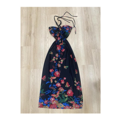 knee length dresses for ladies Janice Red Floral One Shoulder Cupped Ruched Slit Detail Maxi Dress – Get  That Trend main image 1