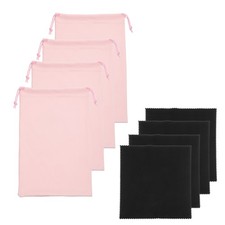 Ski Goggle Bag, Microfiber Bag with Cleaning Cloth 4 Pcs Pink