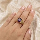 Brilliant Color Change Spinel Oval 9.50Ct 925 Sterling Silver Rose Gold Rings