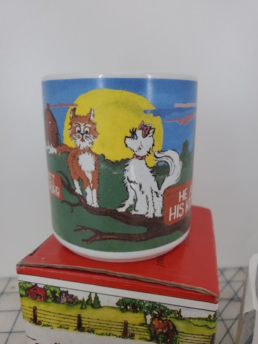 vintage BURMA-SHAVE ceramic coffee mug AdArt racy Cat Verse w/ box - Picture 3 of 14