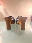 Fioni-90’s/Y2K Vintage, Blue, Leather, Floral, Open Toe Wedge Heel Sandal Size 7 — photo 6