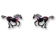 Donna Boiman Black Stallion Running Horse Sterling Post Earrings by Zarah