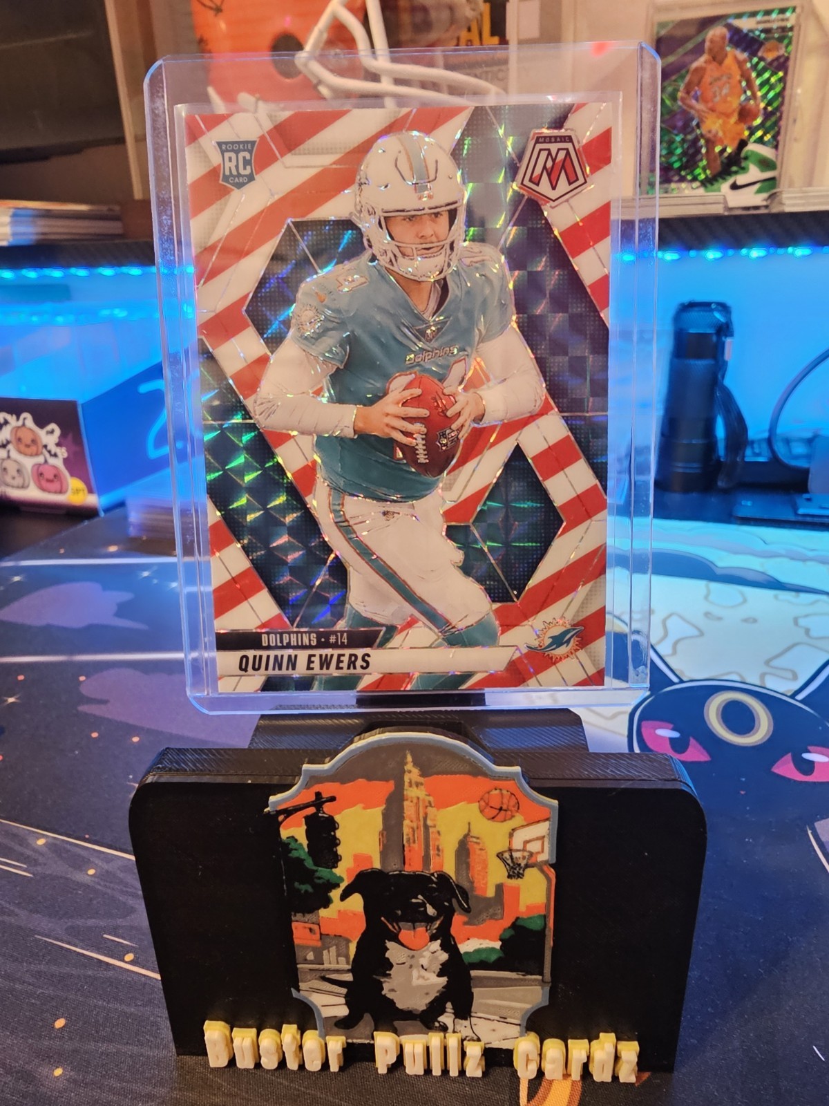 Quinn Ewers Rookie RC Red & White Stripe 2025 Panini Mosaic #308 Miami Dolphins