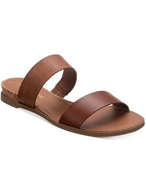 SUN STONE Womens Brown Snakeskin Easten Toe Wedge Slip On Slide Sandals 6.5 W