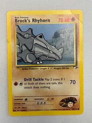BROCK'S RHYHORN 70/132 COMMON GYM HEROES POKEMON UNLIMITED DMG