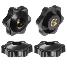 4pcs Star Knobs M6 Thread 32mm Head Through Hole Clamping Handles Black