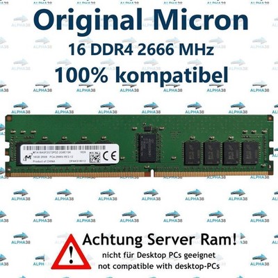 16 GB RDIMM ECC REG DDR4-2666 INTEL S2600BP S2600ST S2600WF Server RAM