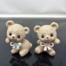 Vintage Homco Home Interiors Ceramic Teddy Bear Figurines Set of 2 Flip  Ann