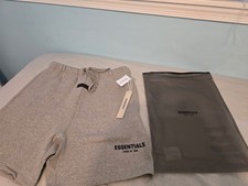 Essentials Fear of God Men's Gray Sweat Shorts Solid Logo Drawstring Waist