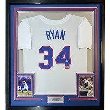 Framed Facsimile Autographed Nolan Ryan 33x42 White Reprint Laser Auto Jersey