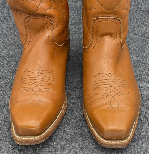 Frye Boots Men's Size 10 Leather Western Cowboy Square Toe Cognac Made in USA - Picture 10 of 13