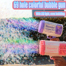 Bubble Gun Rocket 69 Holes Soap Bubbles Machine Gun Shape Automatic Blower With