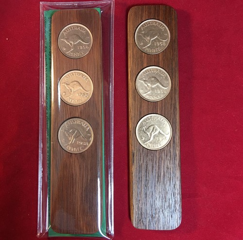 90 Aniversario Madera Dura Dos-Up Juego Regalo Boda 1935 Centavo Australiano - Imagen 61 de 146