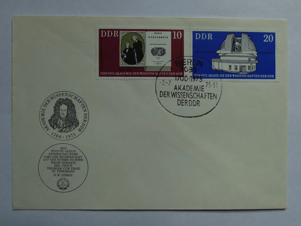 2 DDR Ersttagsbriefe "275 Jahre Akademie der Wissenschaften" von 1975 - Bild 2 von 4