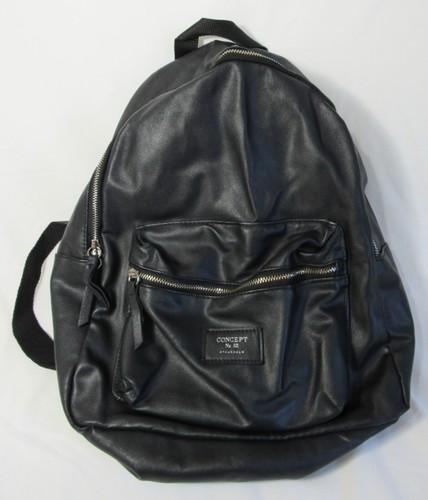 H & M Concept #52 Stockholm Black Lined Zip Closure Backpack EUC